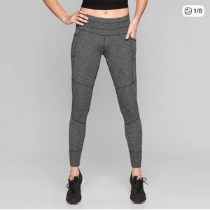 Athleta Leggings Gray Excursion Tight High Rise Side Pockets Women’s Size Medium